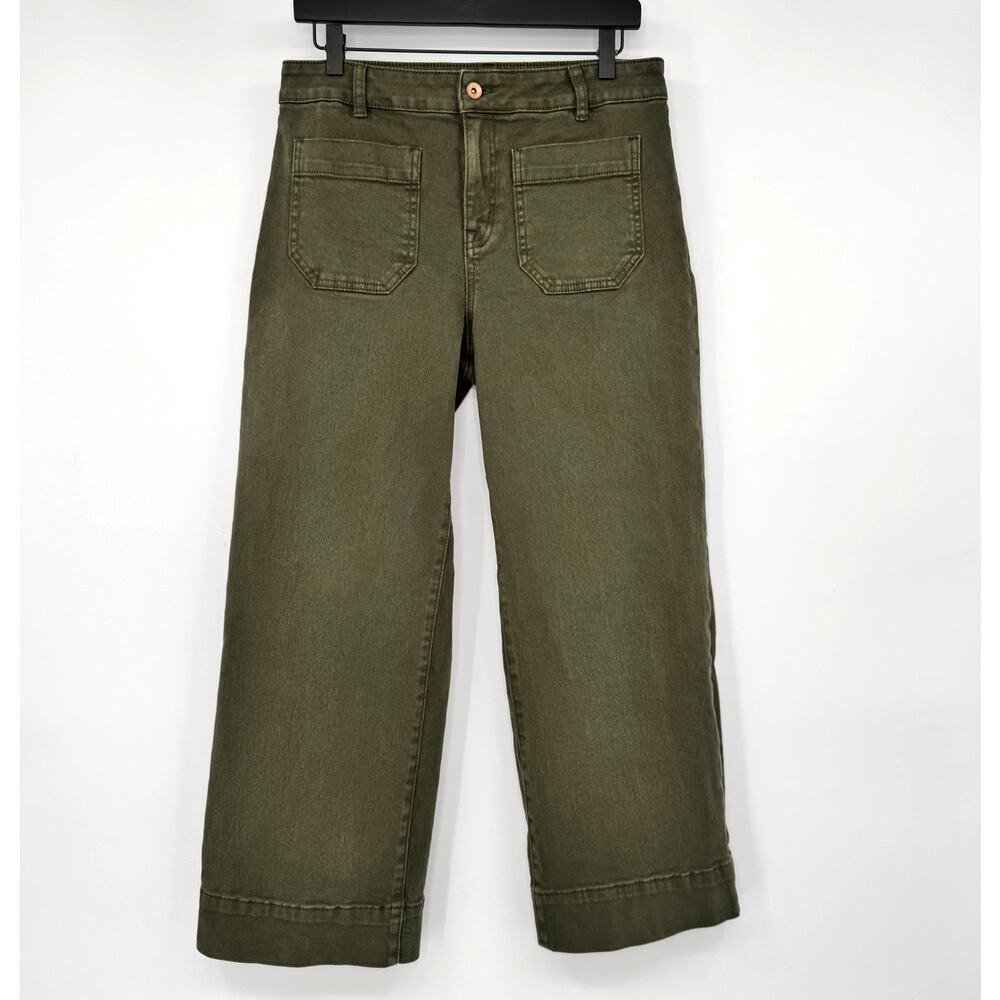 NWOT Sanctuary Denim The Marine Wide Leg Crop Jeans 29 Army Green Patch Pocket - Picture 5 of 16